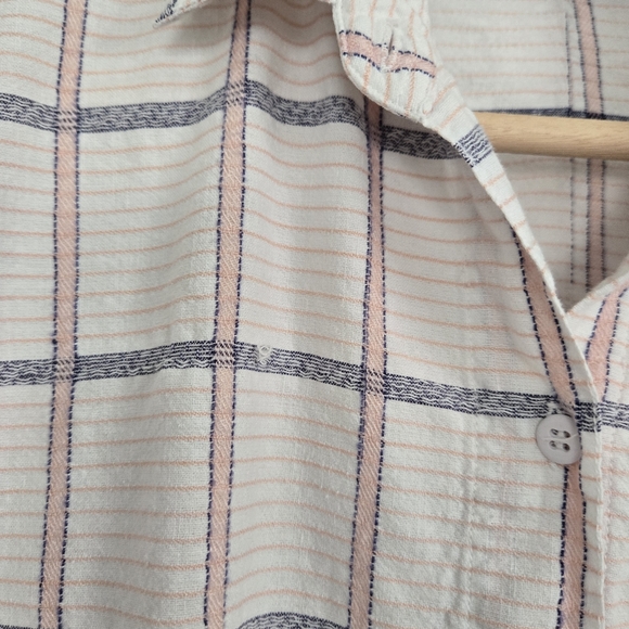 Vintage First Class Button Up Shirt Women's L Blue And Pink Plaid Locker Loop - Picture 6 of 12